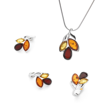 Silver earrings with amber