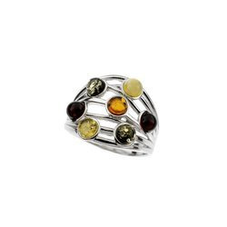 Silver ring with amber