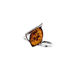 Silver ring with amber