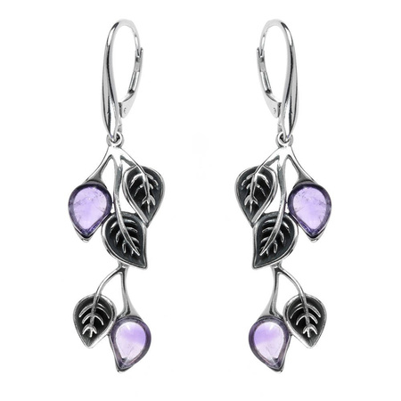 Silver earrings with amethyst