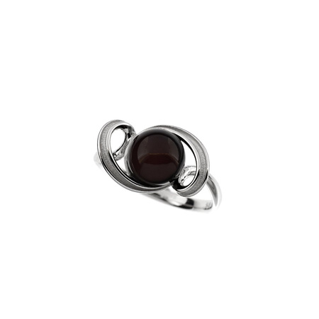 Silver ring with amber