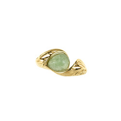 Silver ring with green quartz - leaf