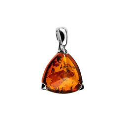 Silver pendant with amber