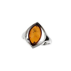 Silver ring with amber