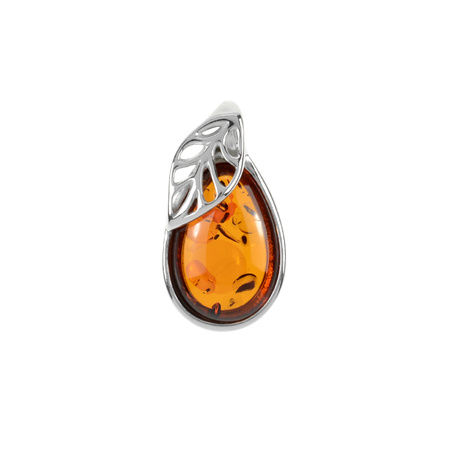 Silver pendant with amber