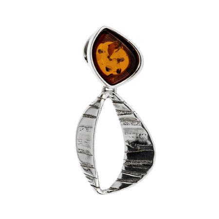 Silver pendant with amber