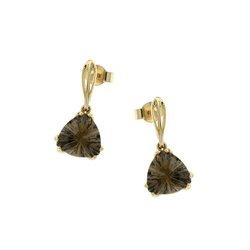 Gold earrings with smoky quartz