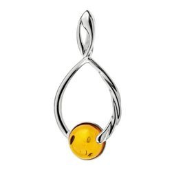 Silver pendant with amber