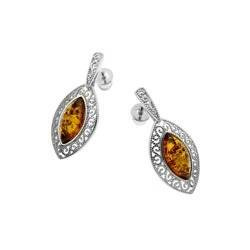 Silver earrings with amber