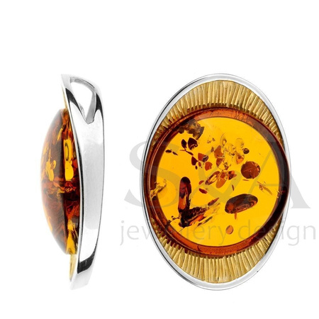 Silver pendant with amber