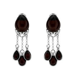 Silver earrings with amber