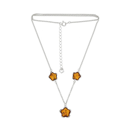 Silver necklace with amber