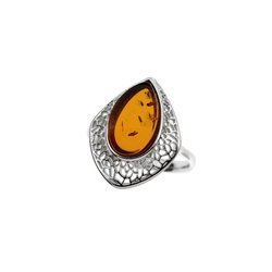 Silver ring with amber