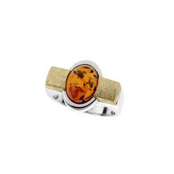 Silver ring with amber