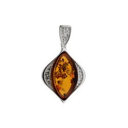 Silver pendant with amber