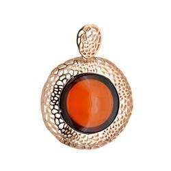 Silver pendant with amber