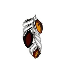 Silver pendant with amber