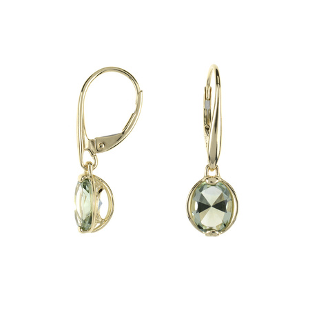 Gold earrings with green amethyst