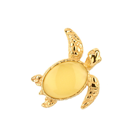 Silver pendant with amber - turtle