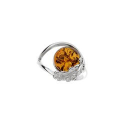 Silver ring with amber