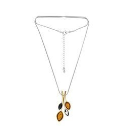 Silver necklace with amber