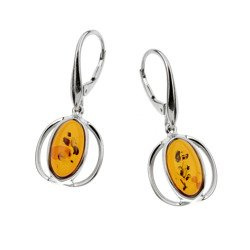 Silver earrings with amber