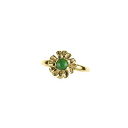 Silver ring with green agate - daisy