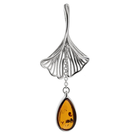 Silver pendant with amber