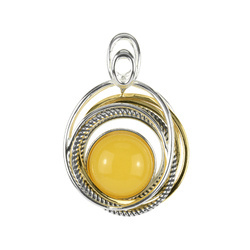 Silver pendant with amber