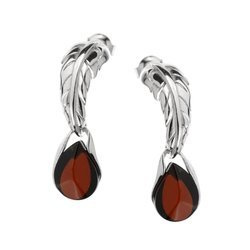 Silver earrings with amber