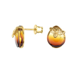 Silver earrings with amber- SUNRISE