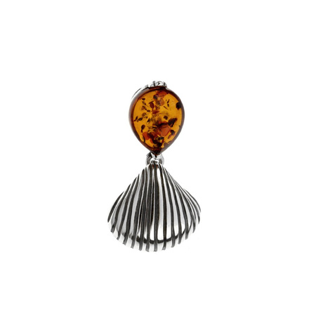 Silver pendant with amber