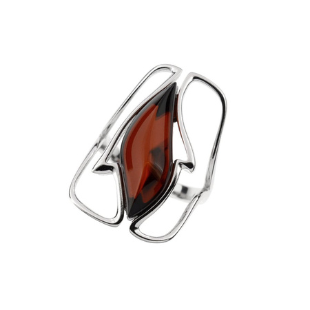 Silver ring with amber