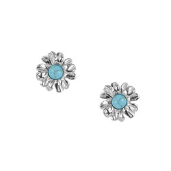 Silver  earrings with turquoise - daisy