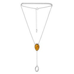 Silver necklace with amber