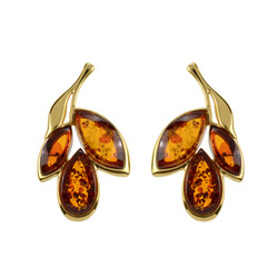 Silver earrings with amber