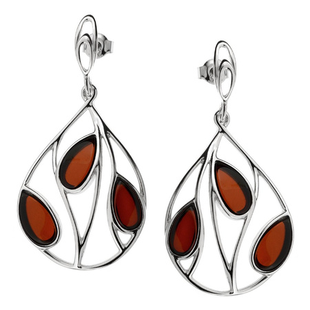 Silver earrings with amber