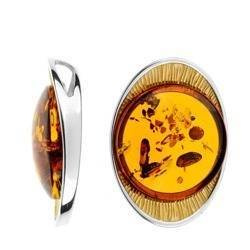 Silver pendant with amber