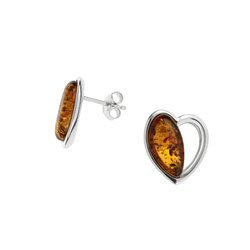 Silver earrings with amber