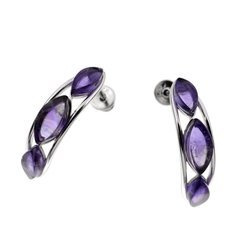 Silver earrings with amethyst