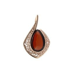 Silver pendant with amber