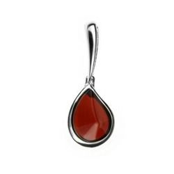 Silver pendant with amber