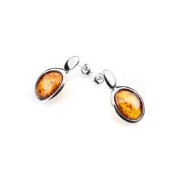 Silver earrings with amber