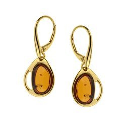 Silver earrings with amber