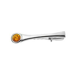 Silver tie clip with amber