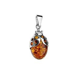 Silver pendant with amber