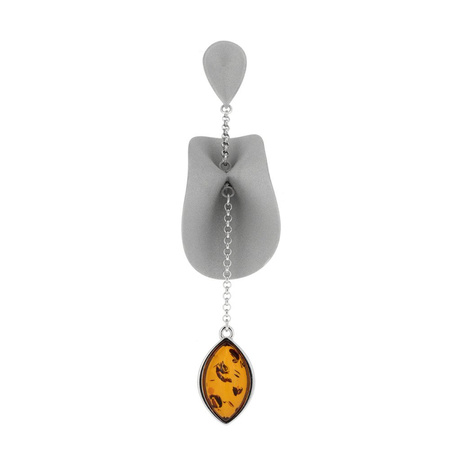 Silver pendant with amber