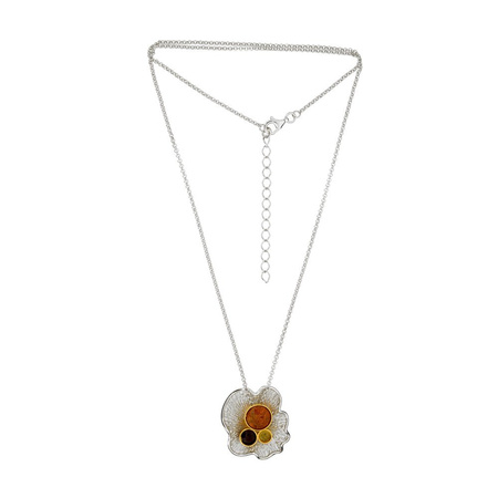 Silver necklace with amber