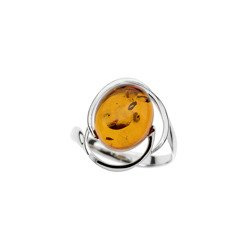 Silver ring with amber