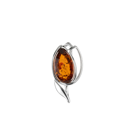 Silver pendant with amber